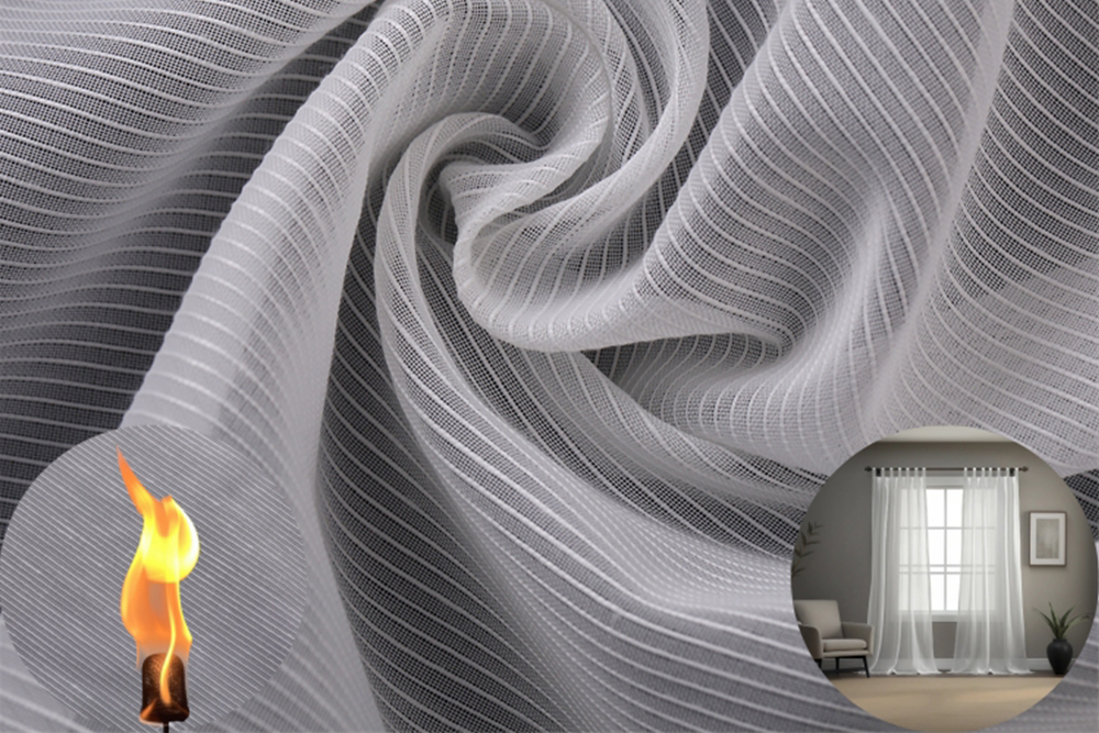 KLSC-FR-B06 现代风格原纤阻燃家用酒店卧室白色巴里纱窗帘 适用于客厅